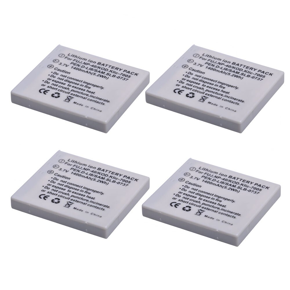 1400mAh NP 40 NP-40 Battery for BENQ DLI-102 FUJIFILM NP-40 NP-40N KODAK KLIC-7005 PENTAX D-LI8 D-Li85 SLB-0737 Batteries NP40N.: 4 Batteries