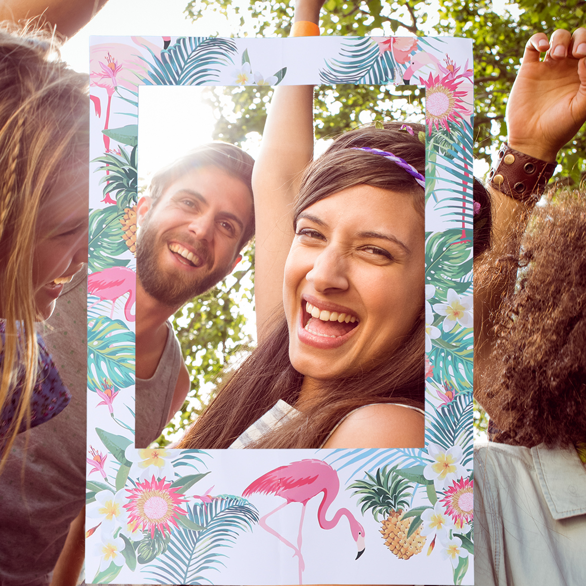 16pcs Tropical Hawaiian Summer Theme Photo Frame Photo Booth Set Frame Picture Album Pineapple Photo Props Luau Party