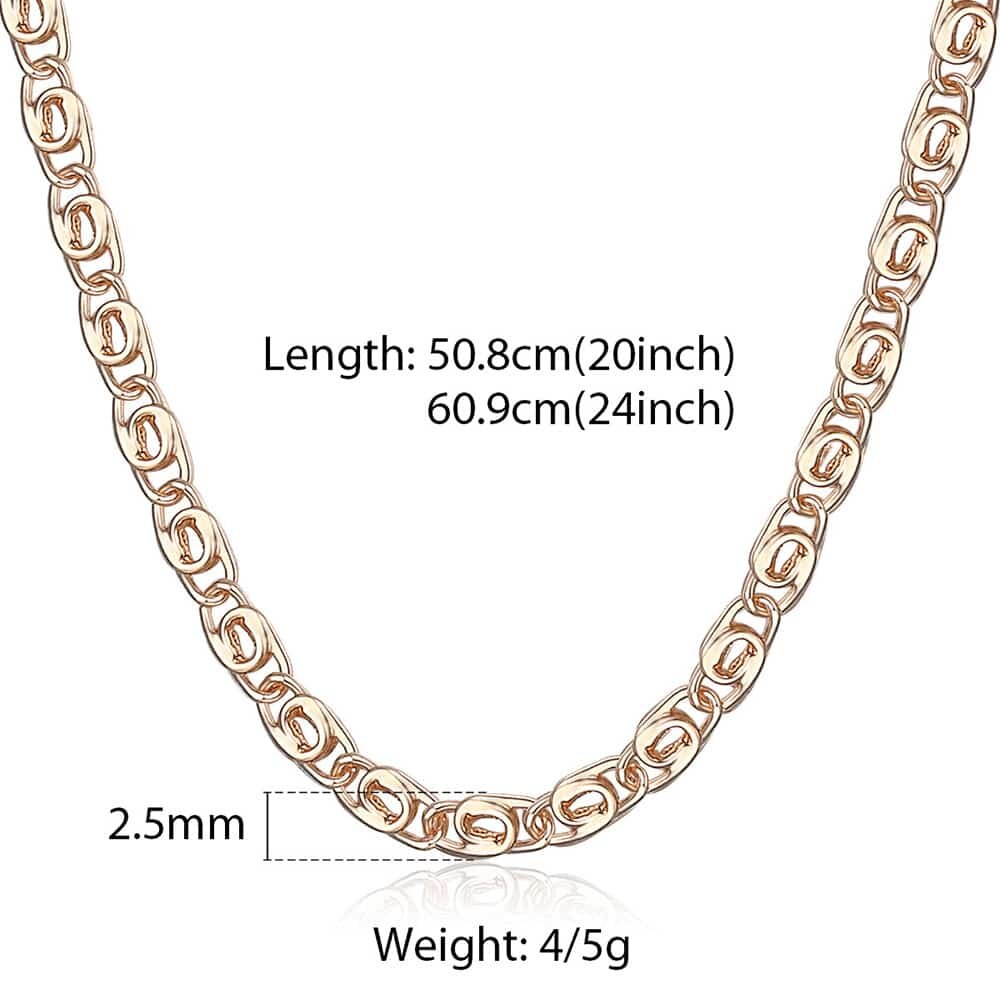 2.5mm Thin Womens 585 Rose Gold Necklace Snail Link Paperclip Chain For Women Girl Jewelry CN15A