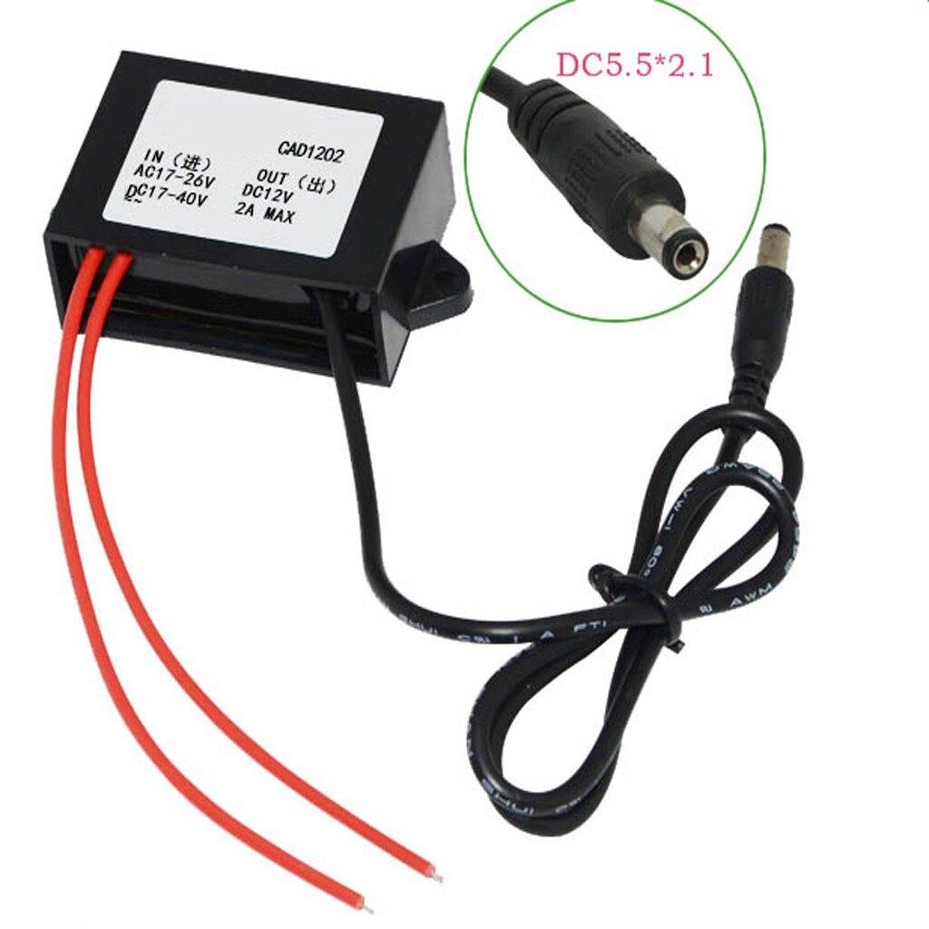 Power Converter AC 24V To DC 12V 2A Adapter For Security Camera