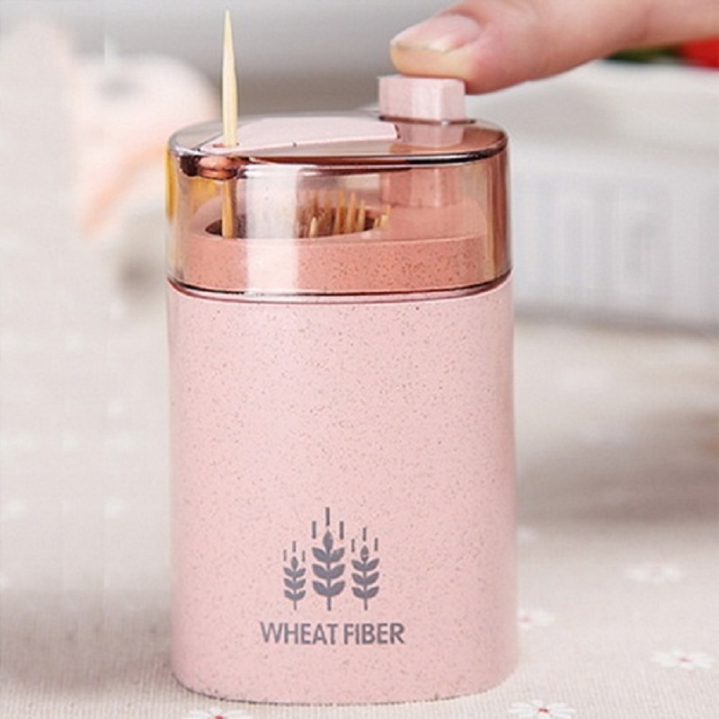 Automatic Toothpick Holder Container Wheat Straw Household Table Toothpick Storage Box Dinning Room Toothpick Dispenser
