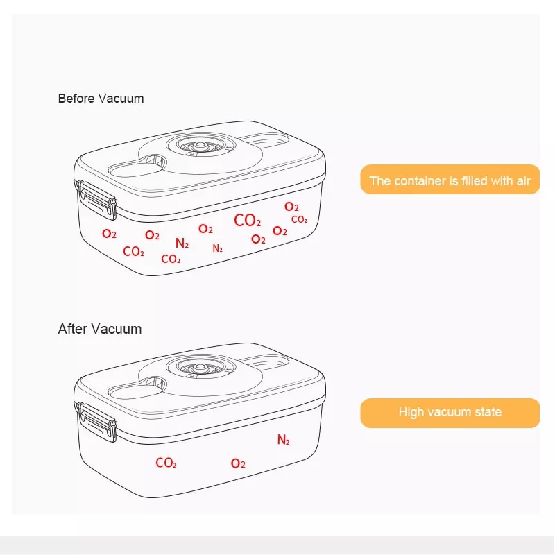 Vacuum Preservation Box with Pump Fruit Sealed Refrigerated Box Lunch Box food Moisture-proof Vacuum Storage Box with Drain