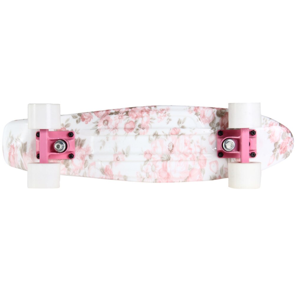 Four PU Wheels Long Skateboard 100kg Load Retro Skateboard Hibiscus Pattern Mini Board For Outdoor Sport