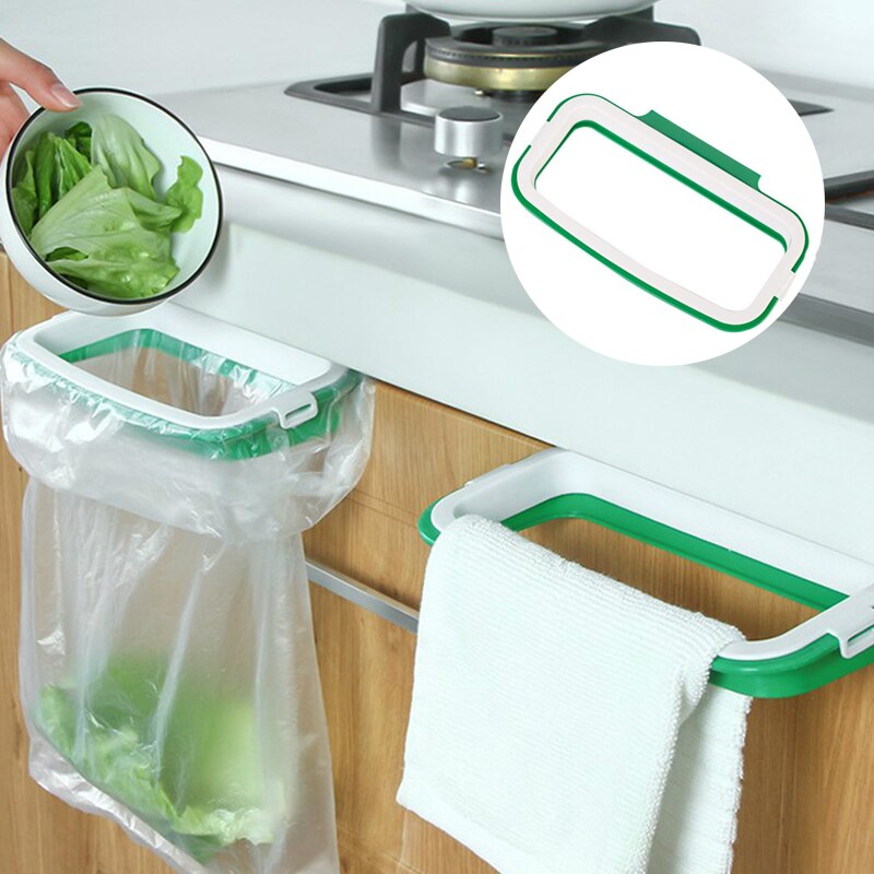 Soporte de gancho trasero para puerta de armario de cocina, colgadores de basura, colgadores de bolsos, estante de almacenamiento