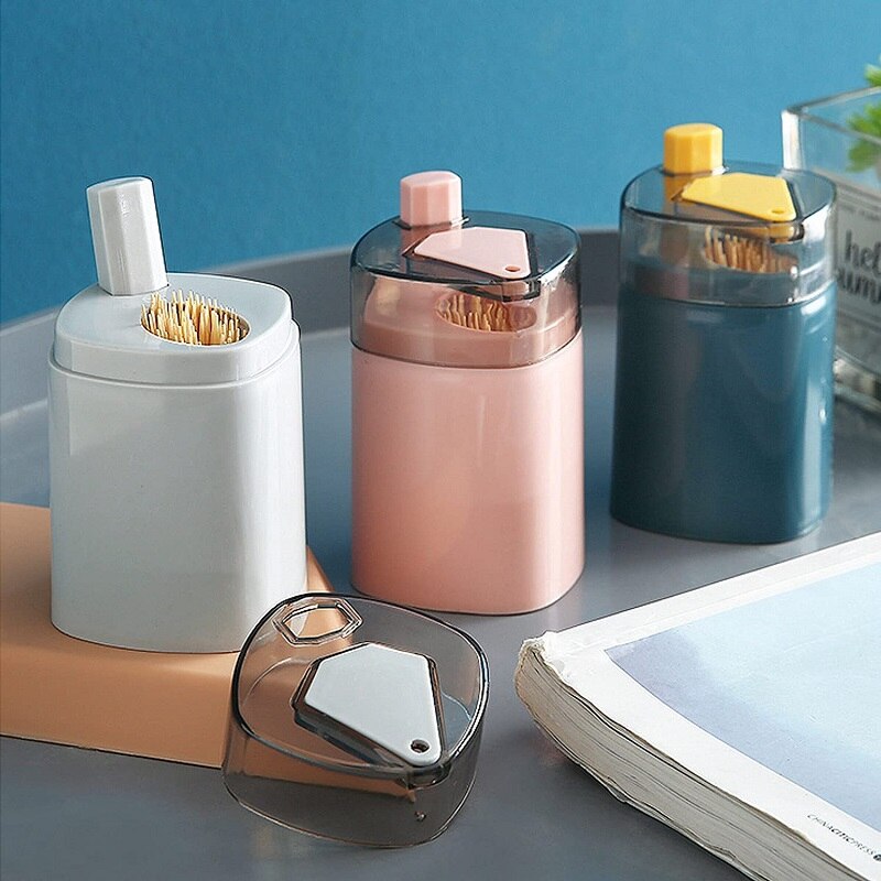 Toothpick Holder Dispensers, Pop-Up Automatic Tooth Pick Dispenser for Kitchen Restaurant Thickening Toothpicks Container Pocket