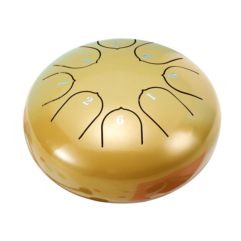 Tong Drum 6 Inch 8 Tune Staal Hand Pan Drum Tank Drums Met Drumsticks Draagtas Slaginstrumenten Handpan: Gold