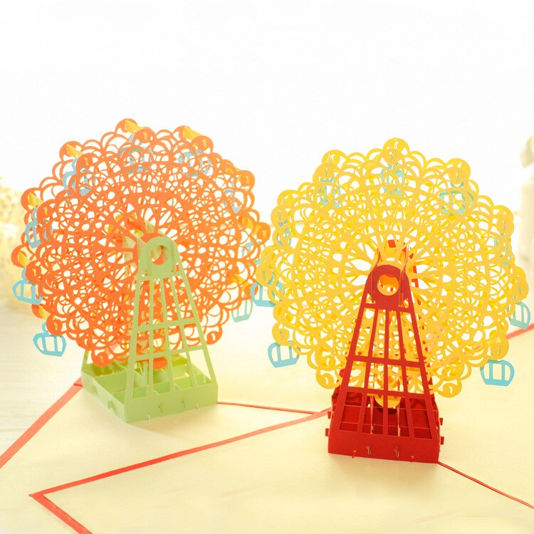 3D Pop Up Kaart Valentijnsdag Souvenirs Handgemaakte Hollow Kaarten Kinderen Reuzenrad Kaarten koppels