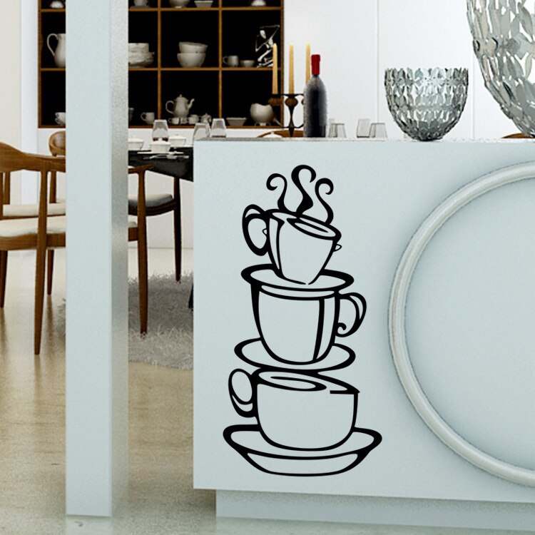 Filiżanka kawy naklejki ścienne kalkomania wymienny DIY kawa dekoracyjna naklejka robić kuchni jadalnia naklejki dekoracyjne robić domu