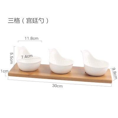 Keramik Snacks Platten mit Bambus Tablett Japan Stil Kreative Obst Platte Nachmittag Tee Tabletts Nachspeisen Platte Soße Gericht: C3
