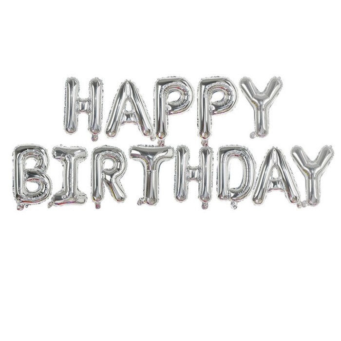 13 stuks happy birthday aluminiumfolie ballon alfabet ballon verjaardagsfeestdecoratie: Zilver
