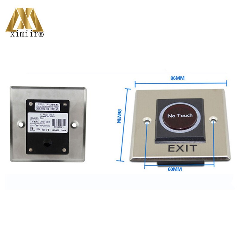 Access Control Sensor Stainless Steel Infrared Exit Button E10A Exit Swich Push Button