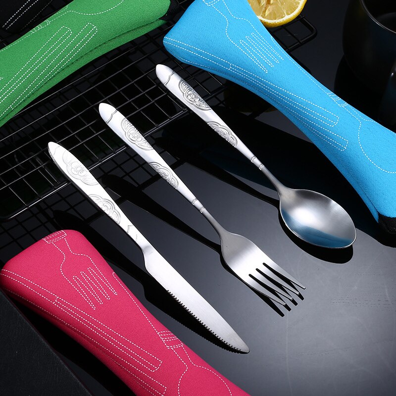 Draagbare Servies Zak Bestek Zak Diner Set Reizen Verpakking Opbergdoos Servies Picknick Vork Lepel Zak