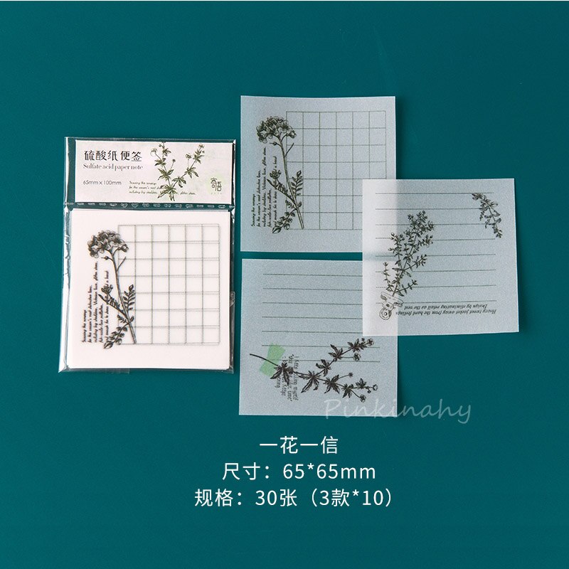 Bos Serie Transparant papier Memo Pad Bloem Brief Note Memo Notepad School Office Supply Papelaria Briefpapier: 3