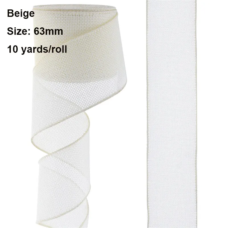 10 meter 63mm säckvävsband trådband enfärgat tygband för gör-det-själv-pyssel julklappsband krans festdekor: Antik koppar