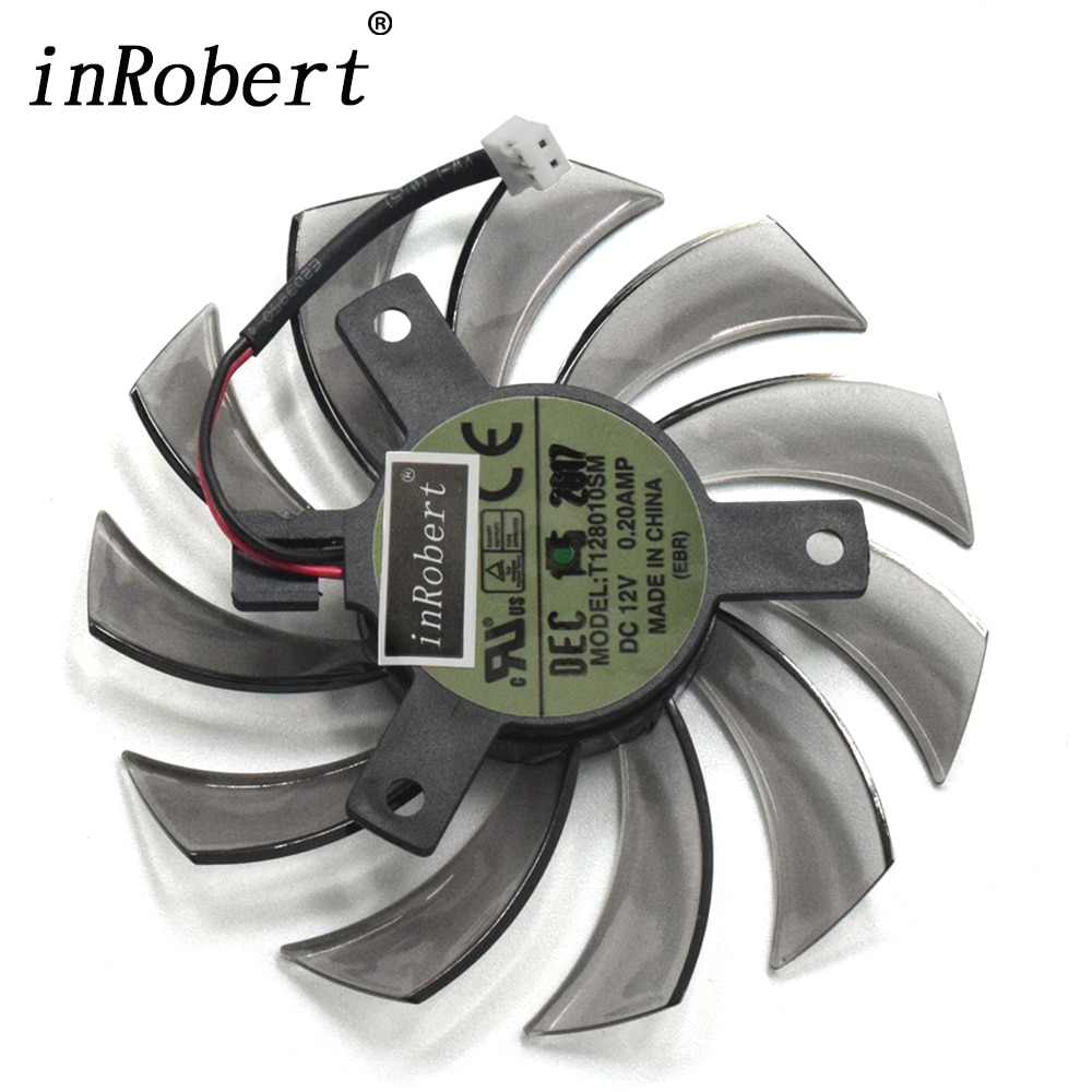 ventilador de refrigeración de 75mm Everflow T128010SM 2Pin 2 cables DC 12V 0.20A reemplaza Gigabyte Radeon R9 270X 280X