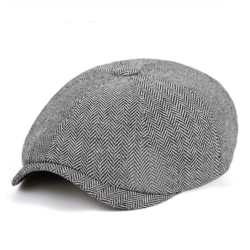 peaky blinders hat vintage Beret Hat Men beret Herringbone Gatsby Tweed Newsboy Beret Hat spring Flat Peaked Beret Hats Hats: GREY