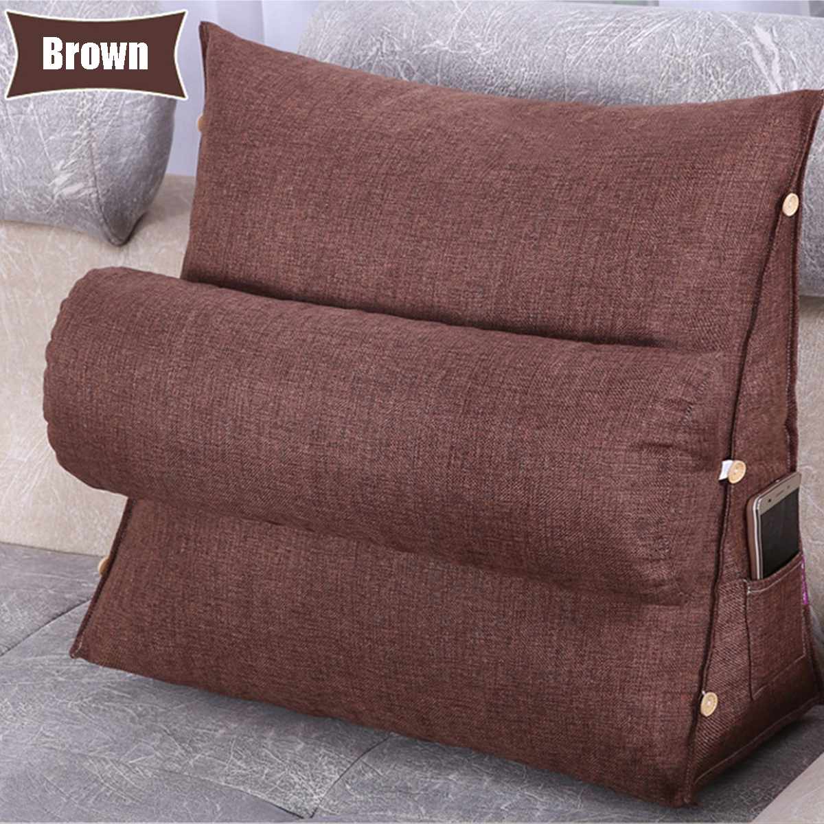 Bed Triangular Cushion Chair Bedside Lumbar Chair Backrest Lounger Lazy Office Chair Reading Pillow Household Decor 20x45x45cm: Chocolate