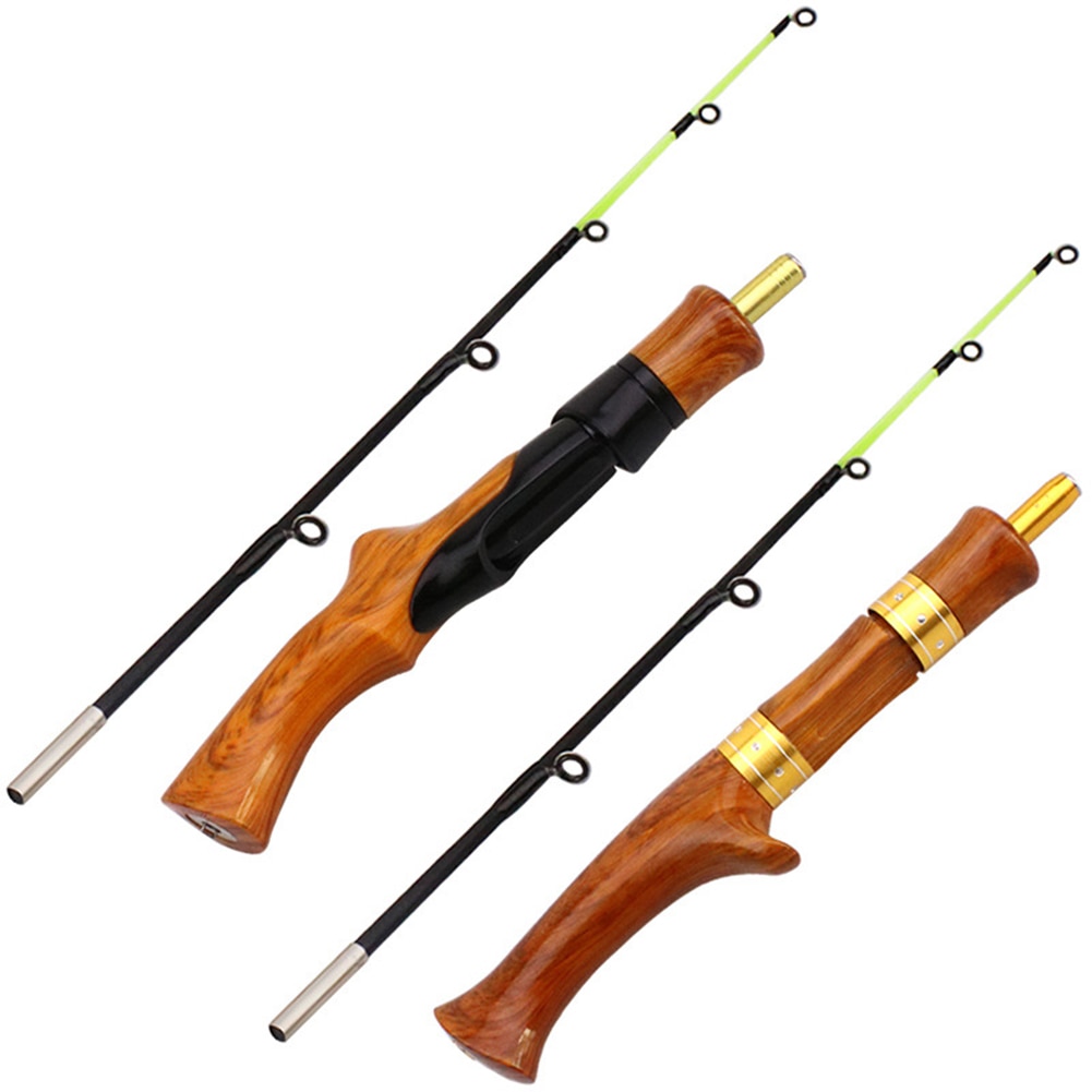 Ice Fishing Rod Wooden Handle River Shrimp Carp Winter Fishing Tackle Children's Portable Ultralight Baitcasting Fishing Rod