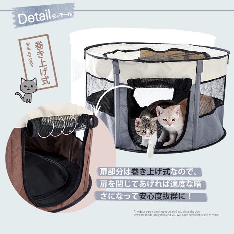 Portable Circular Pet Playpen Foldable Dog Cat Exercise Play Pen Crate Fence Carrying Bag Cat Kennel Cagefor Rabbit,Puppy,Guinea