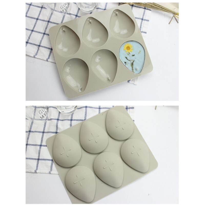 26x22cm Wax Tablet Silicone Mold DIY Handmade Candle Molds for Plaster Soap 6 Linked Aromatherapy Gypsum Water Drops Form