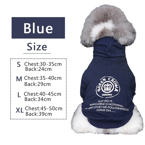 HOOPET Pet Dogs Wind Breaker Walking clothes Rough Printing Zipper Hoodie Cotton Leisure Blue Bulldog: Default Title