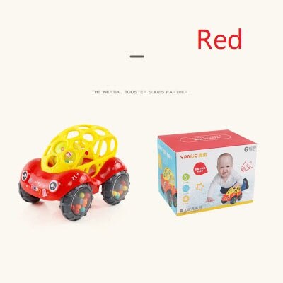 Newest Inertial Car With Bells Baby Rattle Safety Teether 2 Colors Children Birthday Toy: red