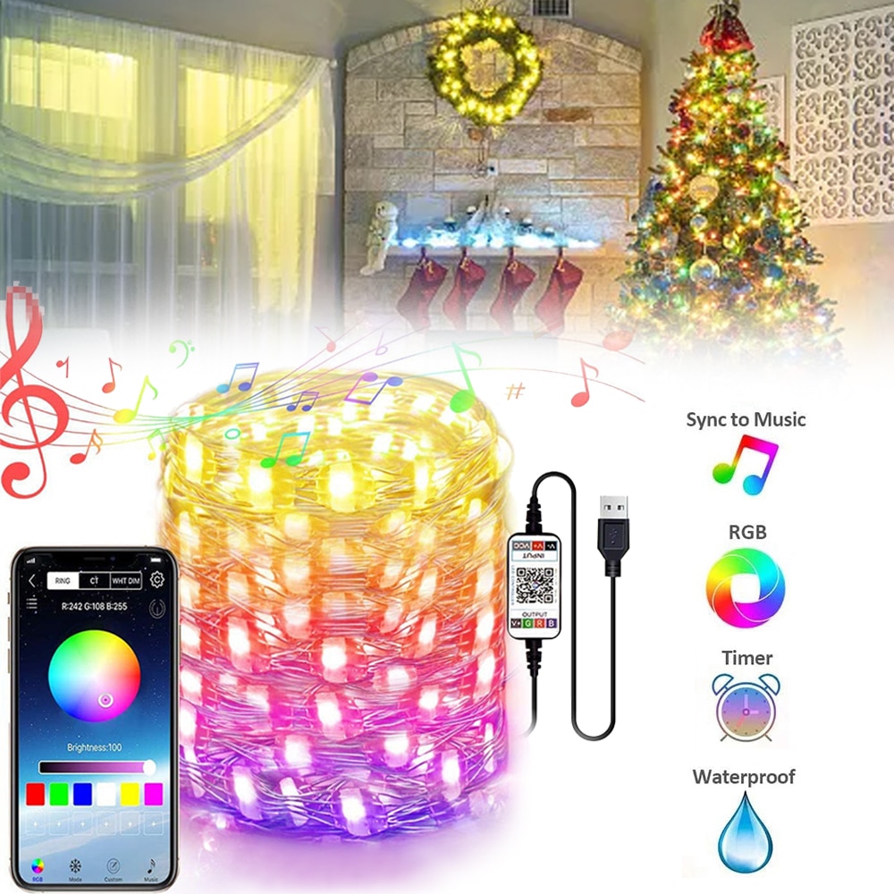 USB Led Bluetooth Fairy Lights Copper Wire LED String Light for Home Wedding Year Party Atmosphere Decoration Lights