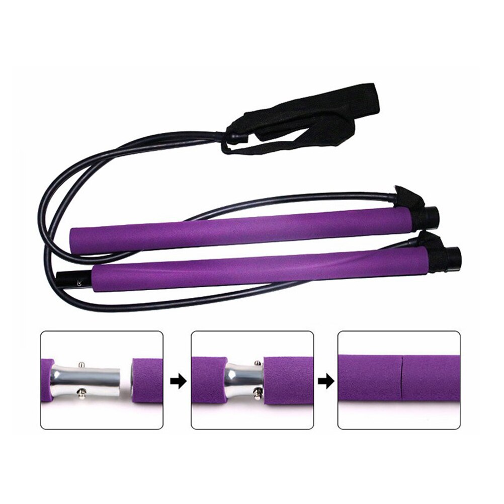 1pc yoga-pilates-stöcke, widerstandsstangen, bodybuilding-fitnessstudio-schlauchschlaufe, elastische übungsstange (lila)
