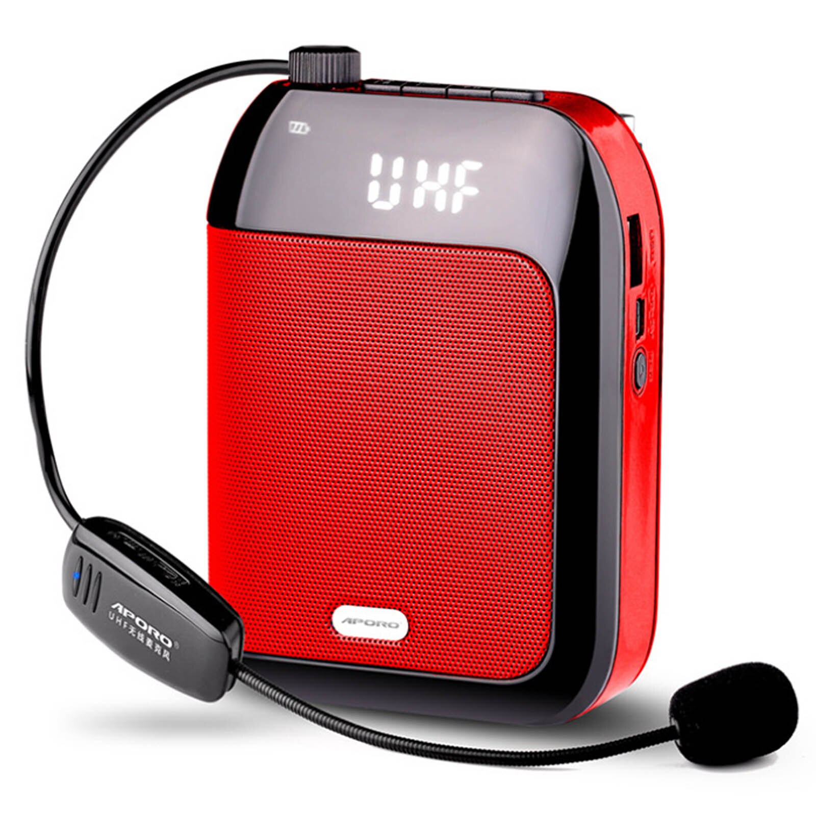 Gosear-Amplificador de voz portátil multifuncional, altavoz de voz compatible con Bluetooth, con micrófono inalámbrico para profesores, 15W: Rojo