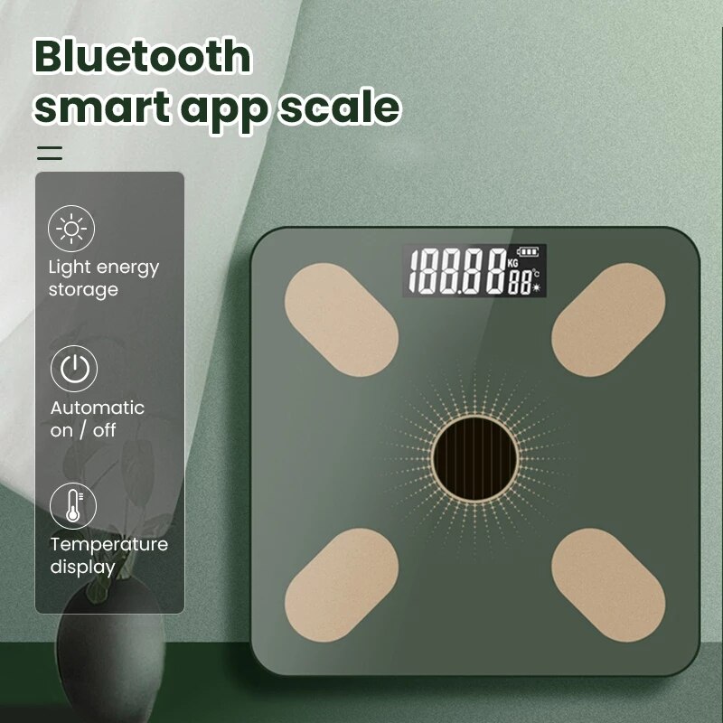 Nouvelle échelle de poids électronique Bluetooth Smart APP analyseur de mesure de graisse de santé humaine balance professionnelle de bio-impédance charge USB solaire