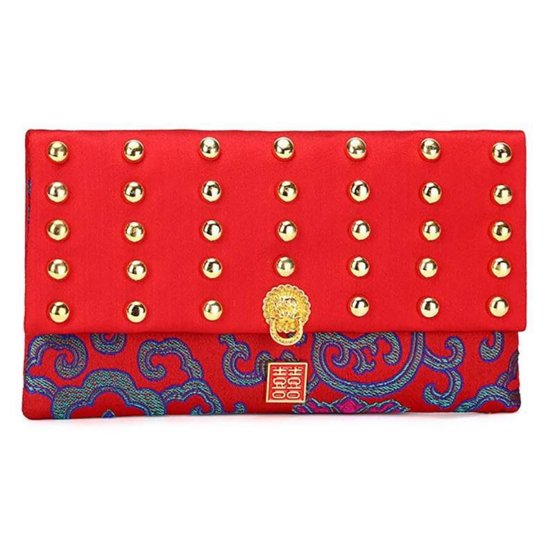 chino tradicional brocado monedero bolsa joyería bolsa bordado organizador bolsillo para Festival de boda