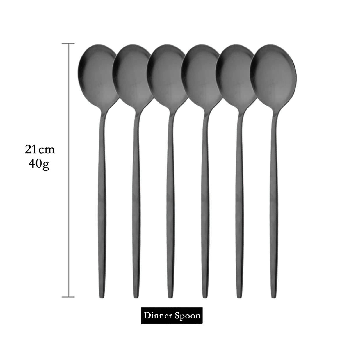 Juego de cubiertos de acero inoxidable para cocina, cubertería negra mate de 6 piezas, cuchara de hielo, tenedor, cuchillo de postre: Rosa