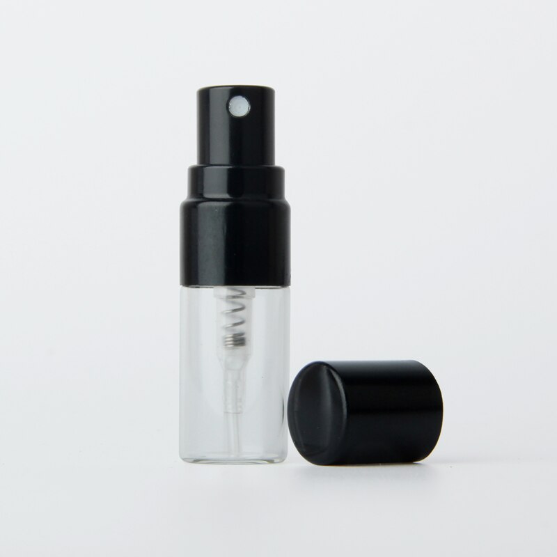 100 stykker/parti 2ml mini genopfyldelig parfumeflaske til prøvesprøjteflaske metalforstøver bærbar rejsebeholder til kosmetik: 2ml sorte