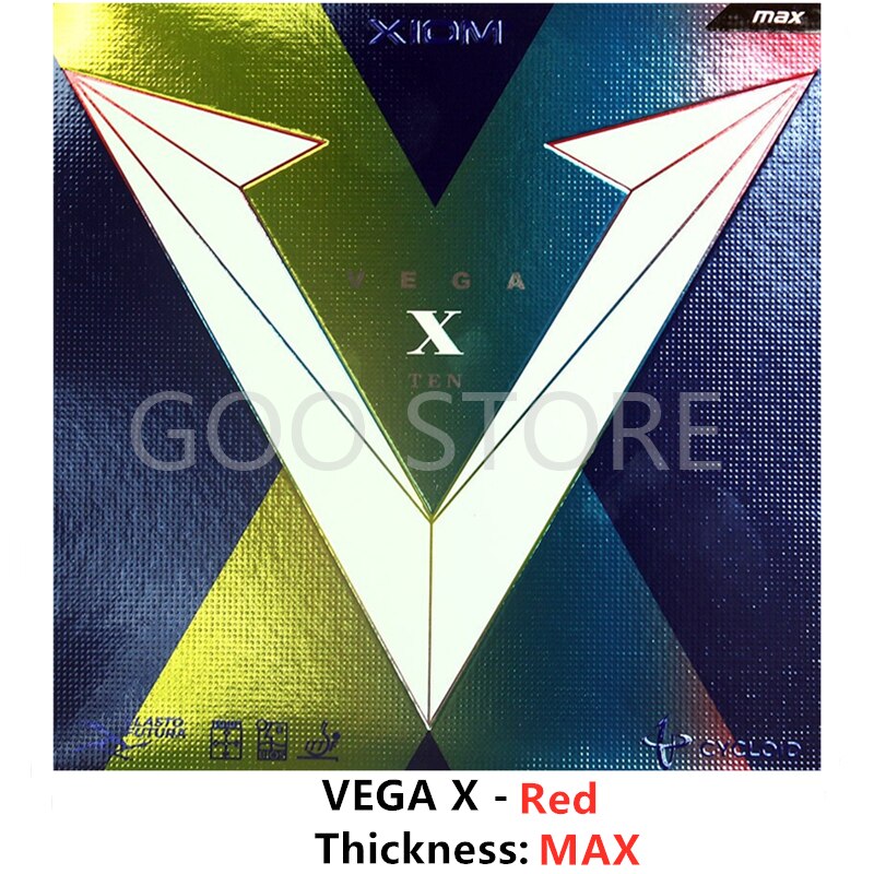 XIOM-Tensor de goma para tenis de mesa VEGA X Original VEGA 10, 79-063, esponja de Ping Pong: VEGA X Red Max