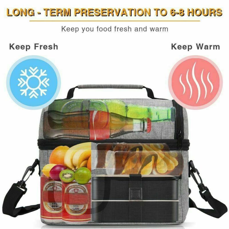 Insulated Lunch Box Tote Bag Portable Travel Men Women Adult Cold Food Thermal Cooler 8L