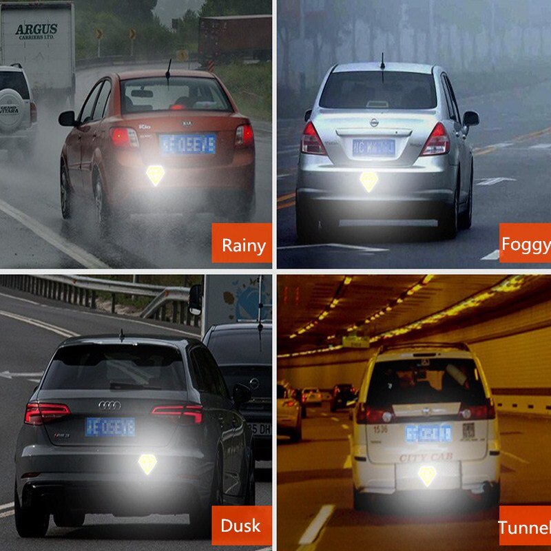 2pcs Diamond Pattern Reflective Sticker for Car Decoration Night Safety Warning Tape Vehicle Decal Cartoon Made with 3M