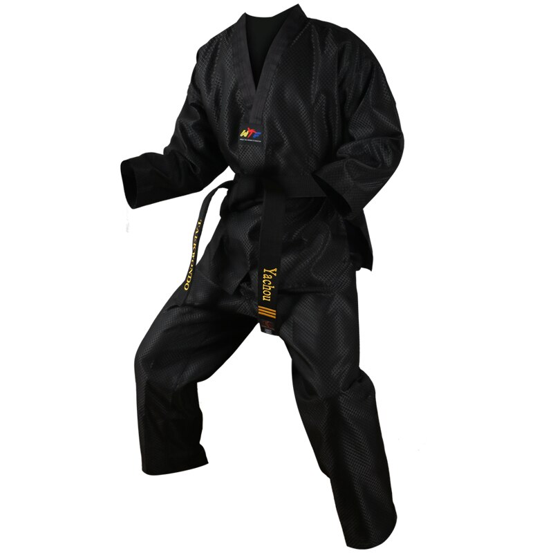 Schwarz Taekwondo Uniform Dobok Erwachsene kinder Männlich Weiblich Taekwondo dobok baumwolle anzüge jodo Uniform Taekwondo Kleidung Taekwondo set: S