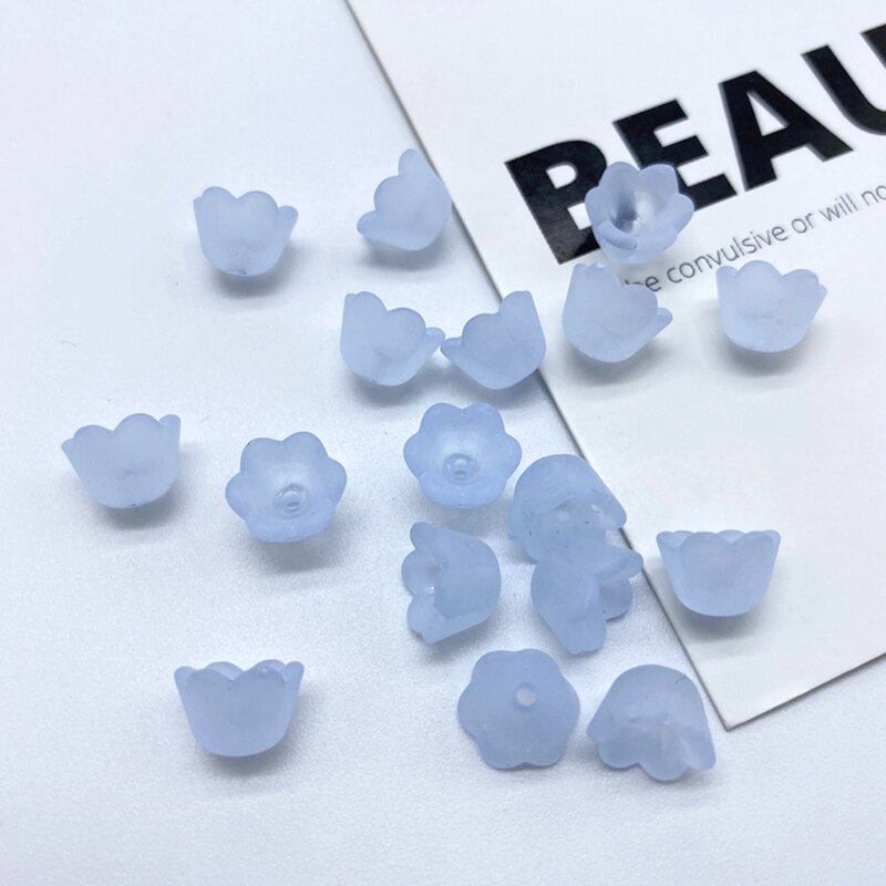 Acrylic Petal Frosted Transparent Flower Beads for Jewelry DIY Making DIY hairpin Earrings Handmade Craft Accessories: LightBlue