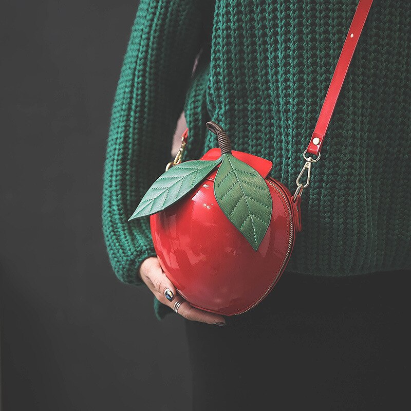 TekiEssica Cute Apple Shaped Bag Cute Funny Women Evening Bag Party Wedding Clutch Purses Chain Shoulder Bag for Birthday: Red