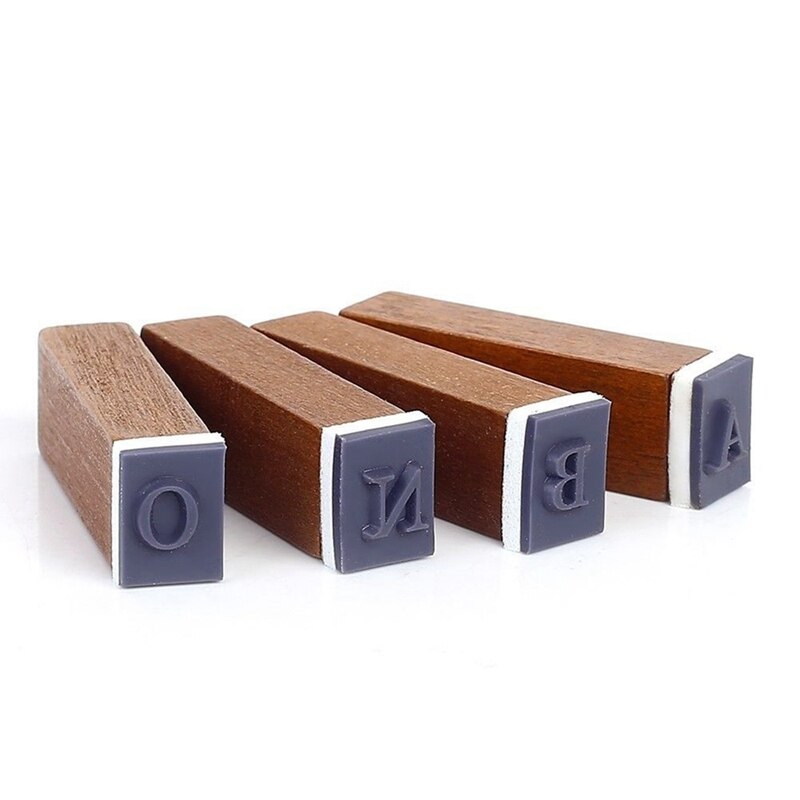 70Pcs Multi-Purpose Wood Rubber Stamps Set Alphabet Letter Number Stamp with Wooden Box