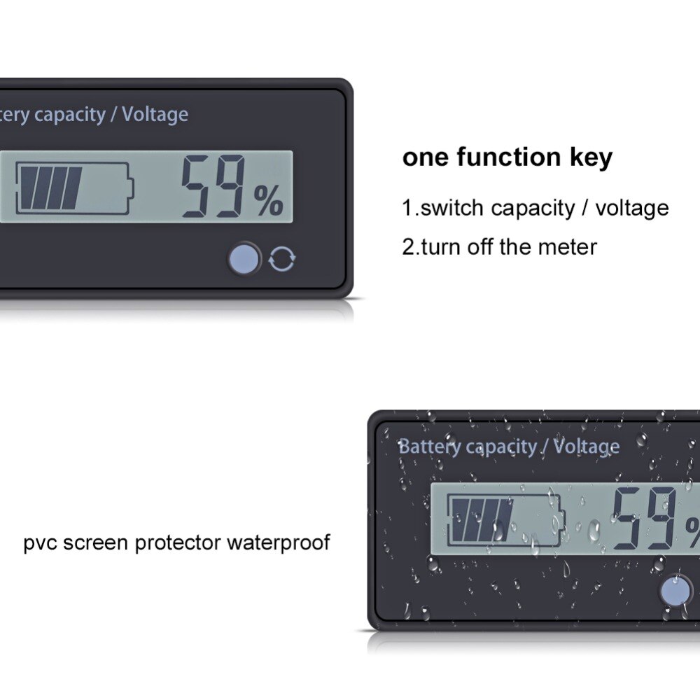 LCD Screen attery Indicator 12V Lead Acid Battery Fuel Gauge Voltameter Indicator Meter LCD Screen With Buckle