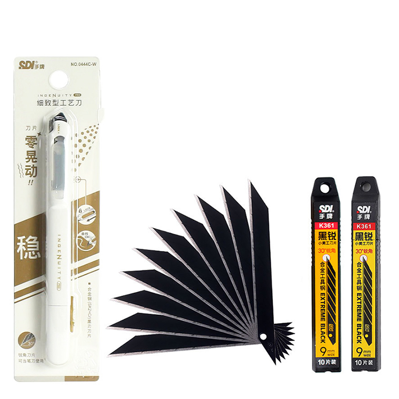 Nóż robić cięcia winylu Nóż uniwersalny bez drgania Naklejki samochodowe Naklejki 9mm 30 ° Kieszonkowy nóż rzemieślniczy Widnow Narzędzie robić cięcia folii zaciemniającej: czarny