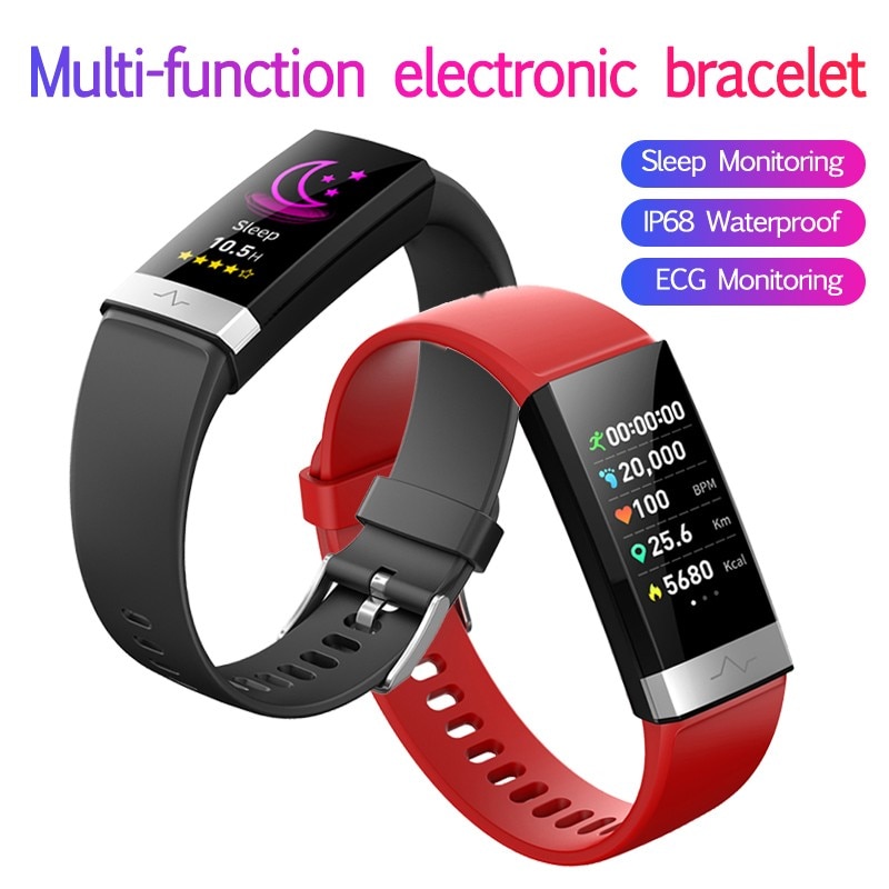 V19 Smart Bracelet ECG+PPG+HRV Heart Rate Monitor Blood Pressure Monitoring Sleep Bluetooth Fitness Tracker Big Led Smart Watch