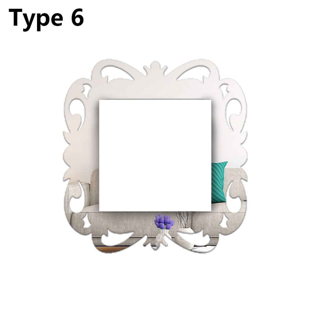 Mode Schakelaar Stickers Plug Base Framing Home Decor Woonkamer Ornament Zilveren Bloem Decal Fotolijst Spiegel Muur Artrt: 6