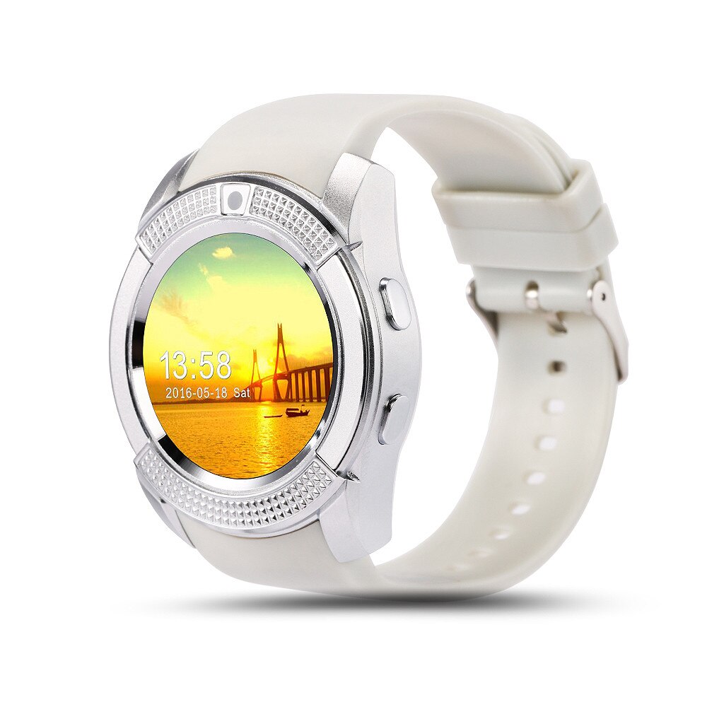 V8 Children Adult Card Music Sports Smart Call Watch Touch Screen Phone Step Counter Bluetooth Information Reminder Smart Watch: A