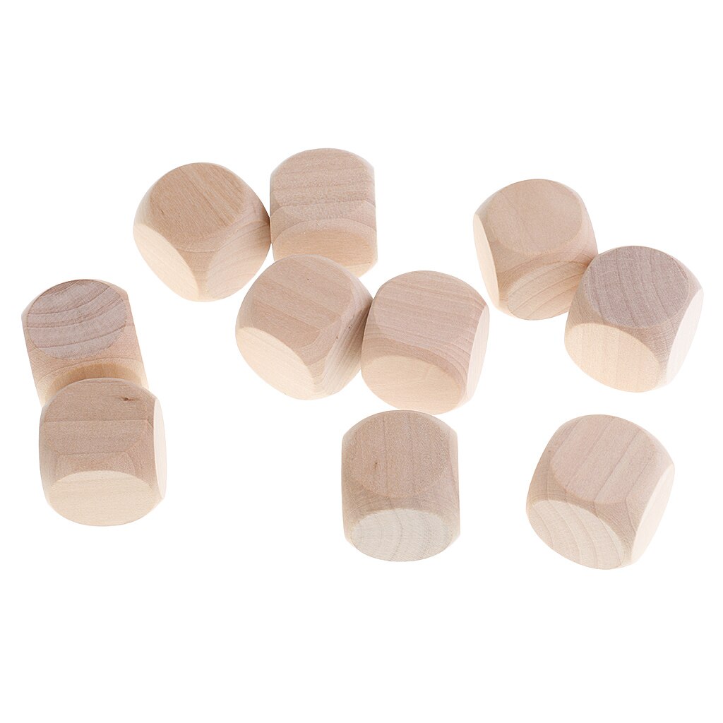 10 cubos de madera vacíos de seis lados D6 de 30mm, cubos en blanco DIY para niños, para manualidades