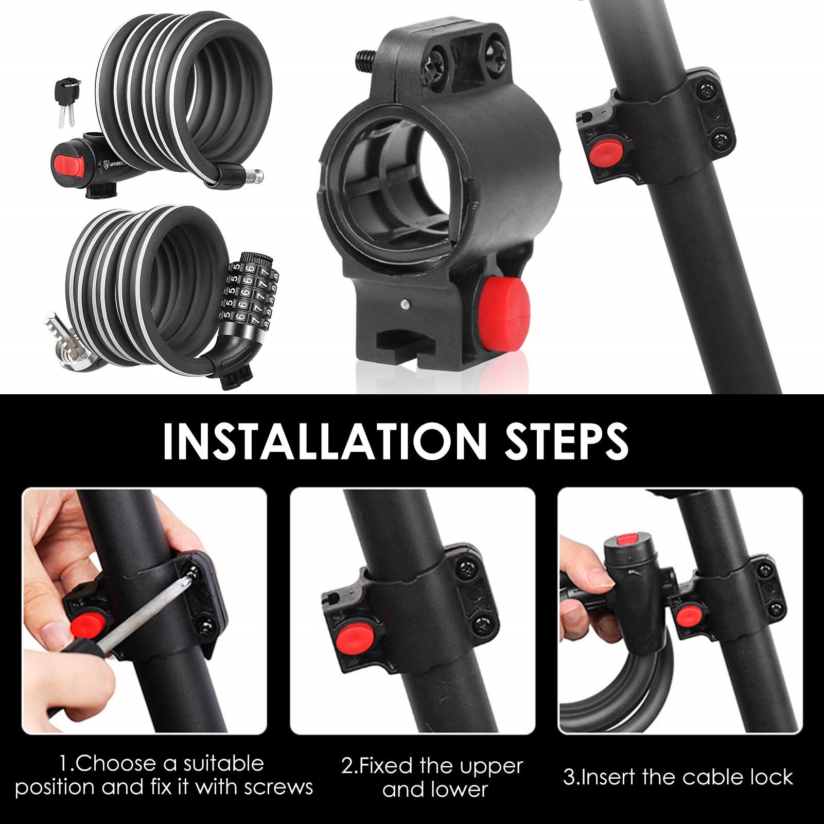 Durable Bike Lock High Security Level Intelligent Resettable Surface Reflective Strip Nti-theft Bicycle Lock With Night Warning