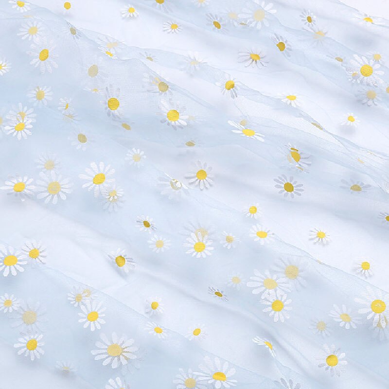 Daisy trykt organza stoff for jenter sommerkjole prinsesse kjole håndlaget diy klesdekorasjon liten daisy diy tyll