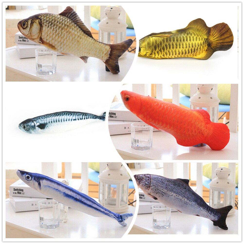 1Pc Cat Pet Chew Toy Cloth Fish Shaped Toys Play Plush Tools