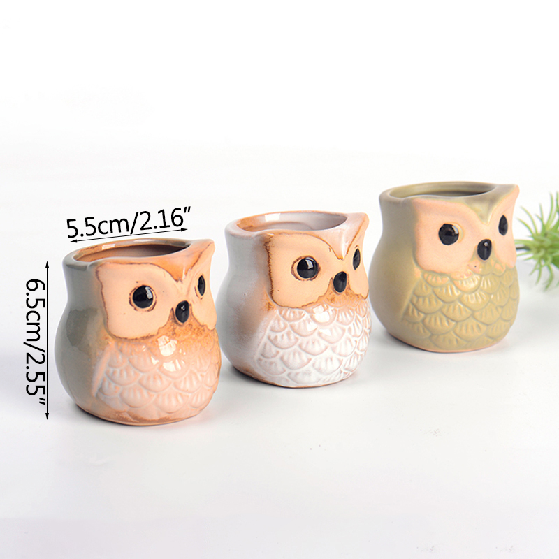 Strongwell Miniatuur Uil Bloempot Wastafel Bloempotten Fairy Tuin Potten Ornament Home Office Decor Succulent Groene Planten: 10